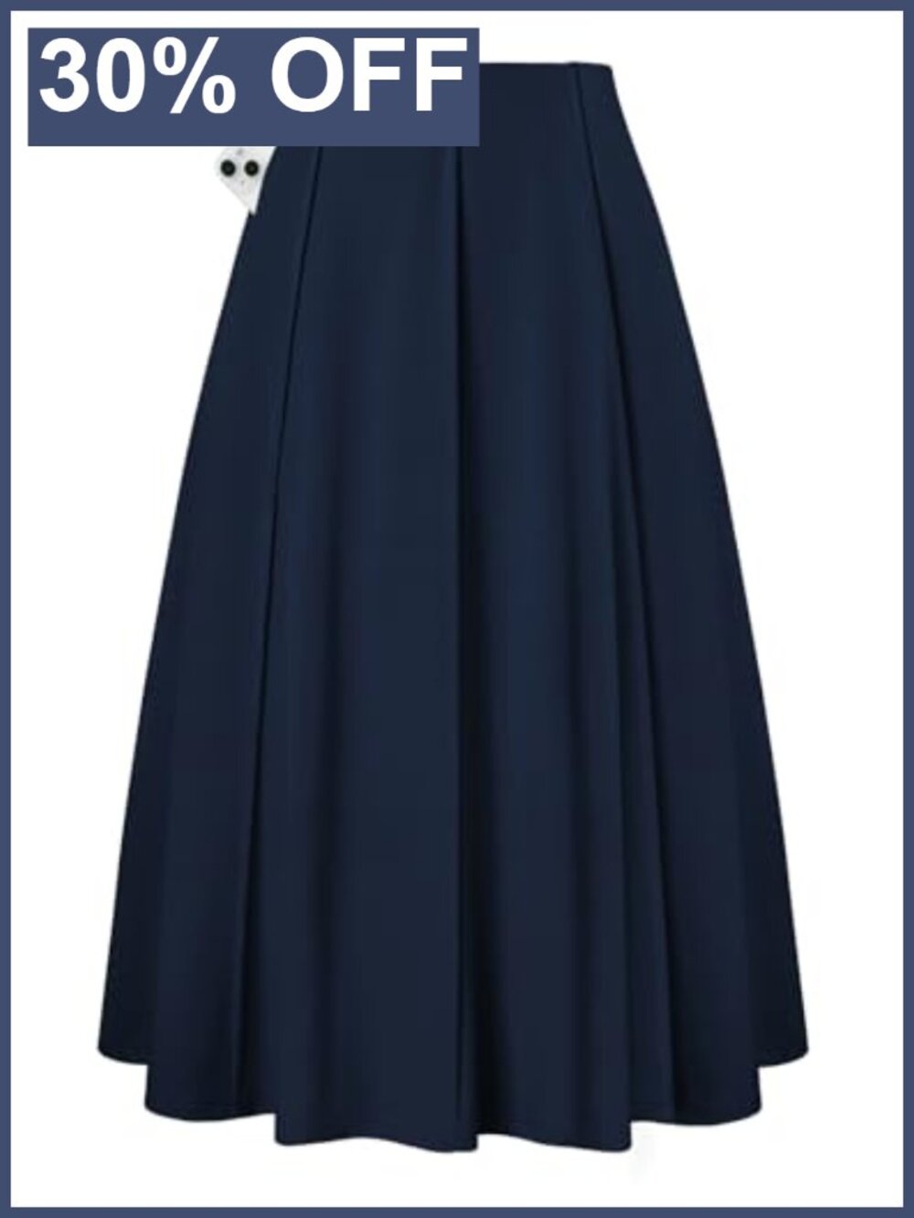 Women's Midi A-Line High Waisted Flowy Skirt with Pockets